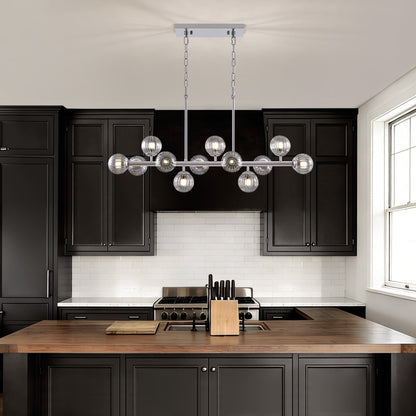 40 in. Modern 12-Light Chrome Linear Chandelier for Kitchen, Living Room, and Dining Room (Bulbs Not Included)