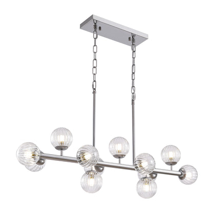 40 in. Modern 12-Light Chrome Linear Chandelier for Kitchen, Living Room, and Dining Room (Bulbs Not Included)