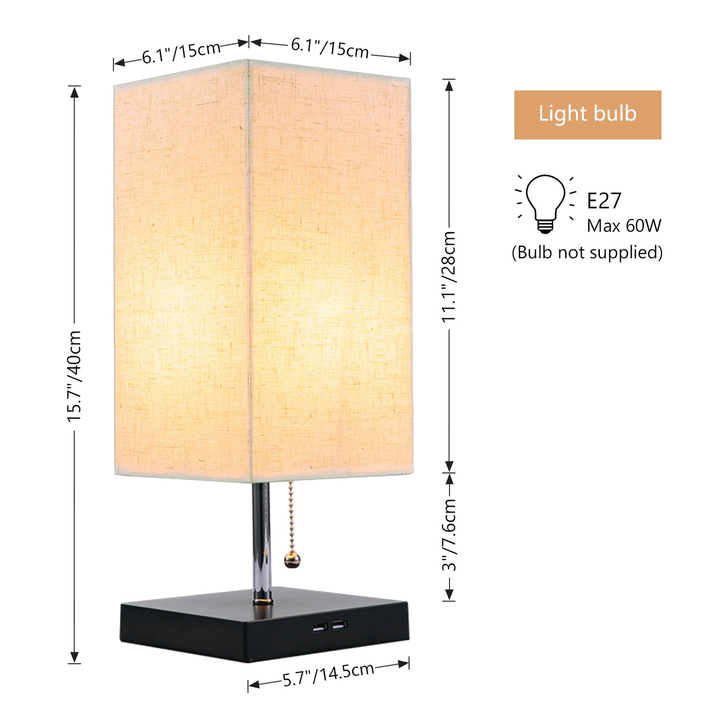 Modern Bedside Table Lamp with Black Iron Base and Fabric Shade, Suitable for Living Rooms, Bedrooms, Dorm Rooms, and Offices