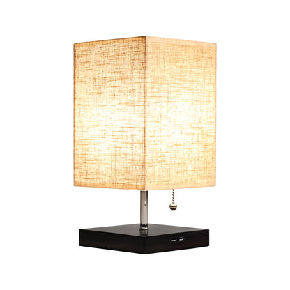 Modern Bedside Table Lamp with Black Base and Fabric Shade, Suitable for Living Rooms, Bedrooms, Dorm Rooms, and Offices