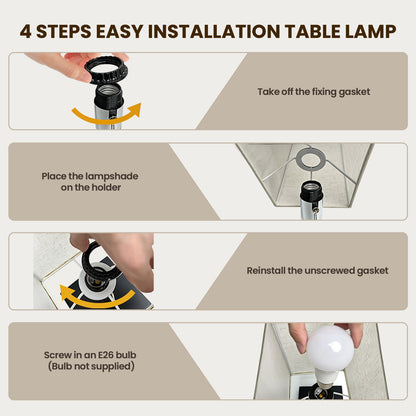 Modern Bedside Table Lamp with Black Base and Fabric Shade, Suitable for Living Rooms, Bedrooms, Dorm Rooms, and Offices