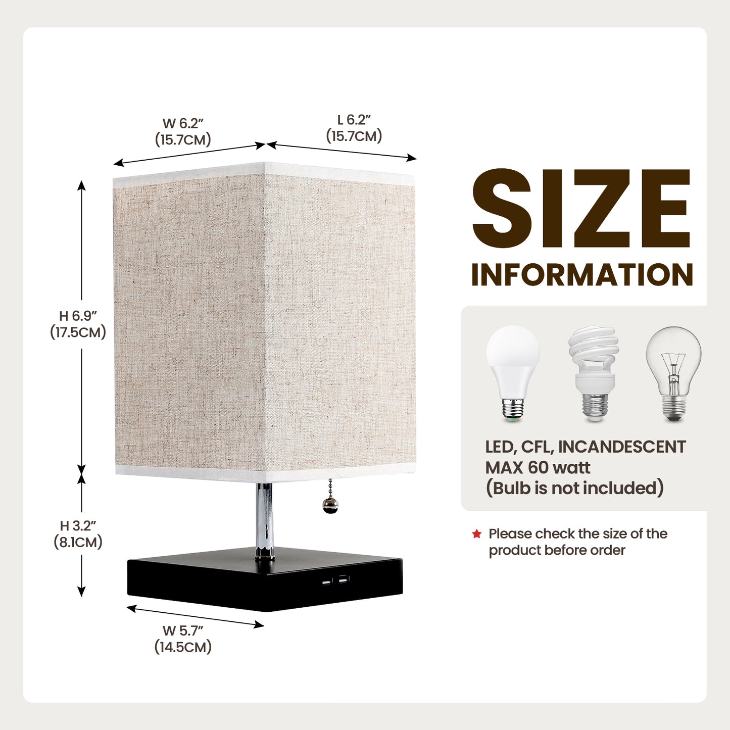 Modern Bedside Table Lamp with Black Base and Fabric Shade, Suitable for Living Rooms, Bedrooms, Dorm Rooms, and Offices