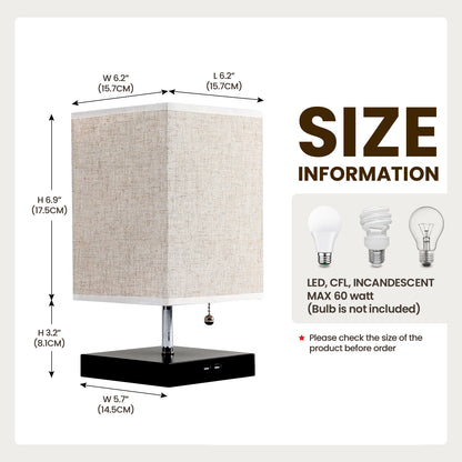 Modern Bedside Table Lamp with Black Base and Fabric Shade, Suitable for Living Rooms, Bedrooms, Dorm Rooms, and Offices
