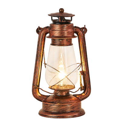 Rustic Lantern Table Lamp Plug-in Old Fashioned Night Light Perfect for Bedroom Living Room