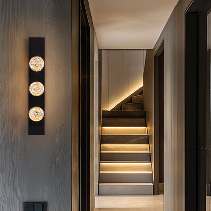 Modern 3-Light Black Unique Dimmable LED Wall Sconce Light with Crystal Bubble Glass Shade