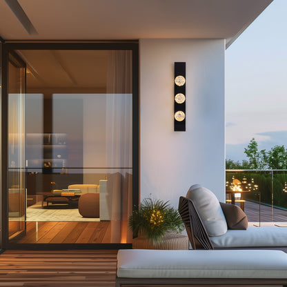 Modern 3-Light Black Unique Dimmable LED Wall Sconce Light with Crystal Bubble Glass Shade