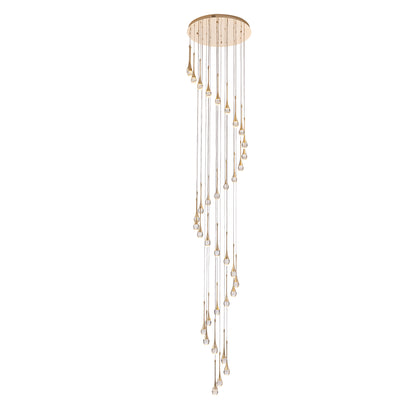 36 light Modern Gold integrated LED Crystal Chandelier for Entryway Foyer, Large Ceiling Fixture for High Ceilings