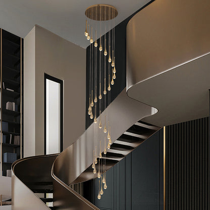 36 light Modern Gold integrated LED Crystal Chandelier for Entryway Foyer, Large Ceiling Fixture for High Ceilings