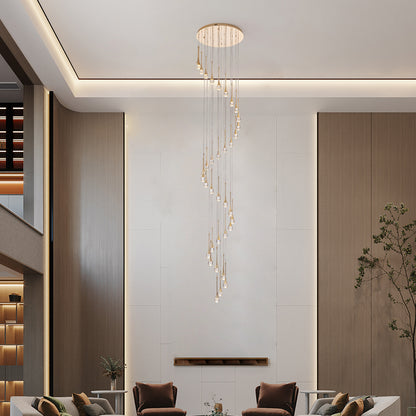 36 light Modern Gold integrated LED Crystal Chandelier for Entryway Foyer, Large Ceiling Fixture for High Ceilings