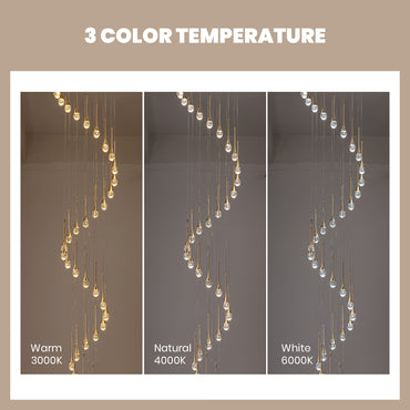 36 light Modern Gold integrated LED Crystal Chandelier for Entryway Foyer, Large Ceiling Fixture for High Ceilings