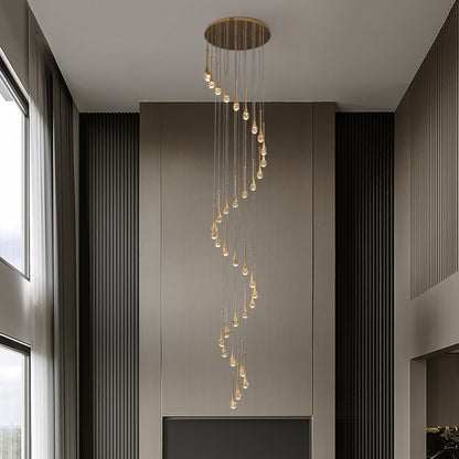 36 light Modern Gold integrated LED Crystal Chandelier for Entryway Foyer, Large Ceiling Fixture for High Ceilings