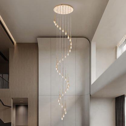 36 light Modern Gold integrated LED Crystal Chandelier for Entryway Foyer, Large Ceiling Fixture for High Ceilings