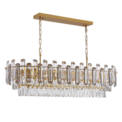40 in. Modern Dimmable 15-Light Oval Gold Crystal Chandelier for Dining Room, Living Room, Bedroom, Hallway