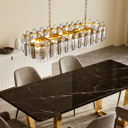 40 in. Modern Dimmable 15-Light Oval Gold Crystal Chandelier for Dining Room, Living Room, Bedroom, Hallway