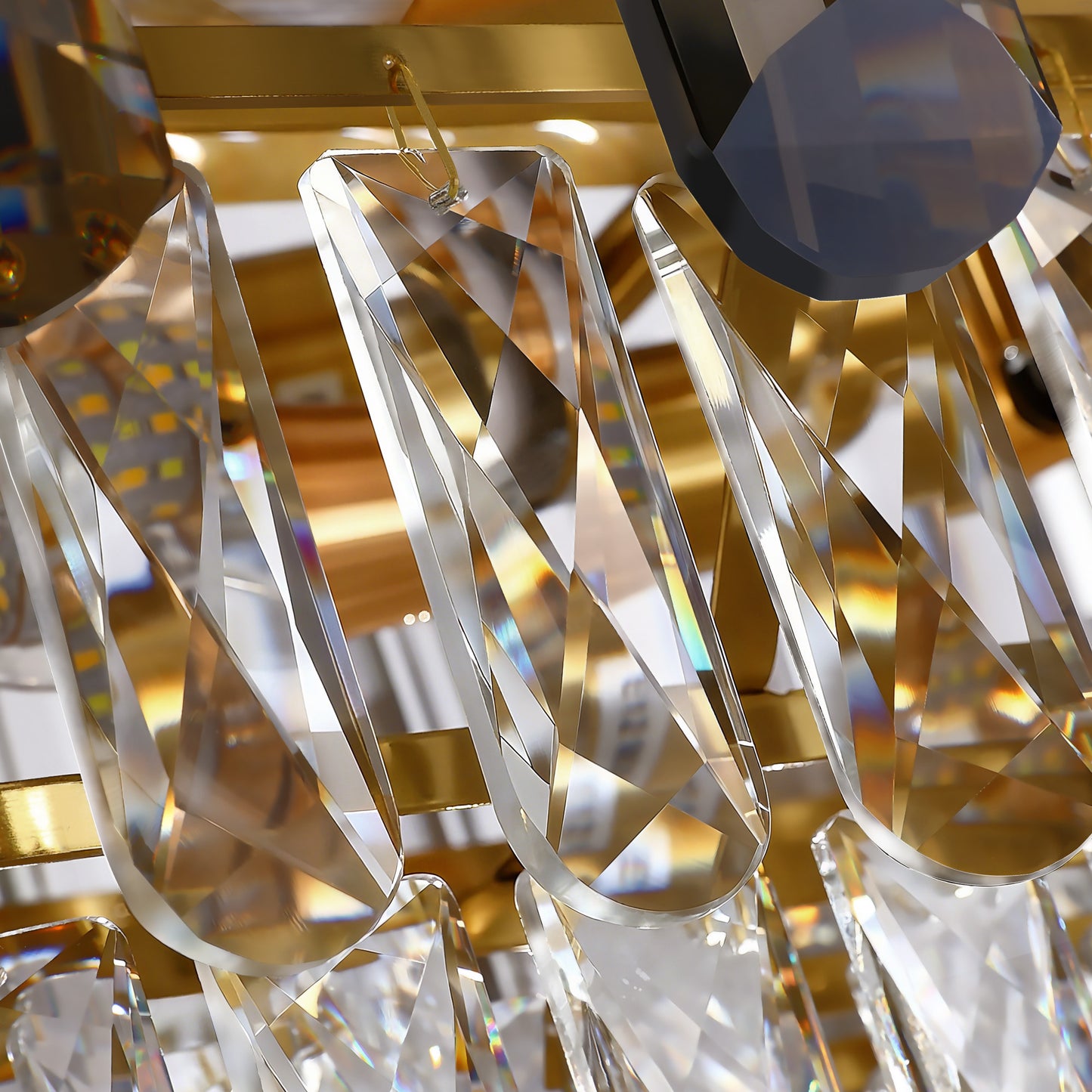 40 in. Modern Dimmable 15-Light Oval Gold Crystal Chandelier for Dining Room, Living Room, Bedroom, Hallway