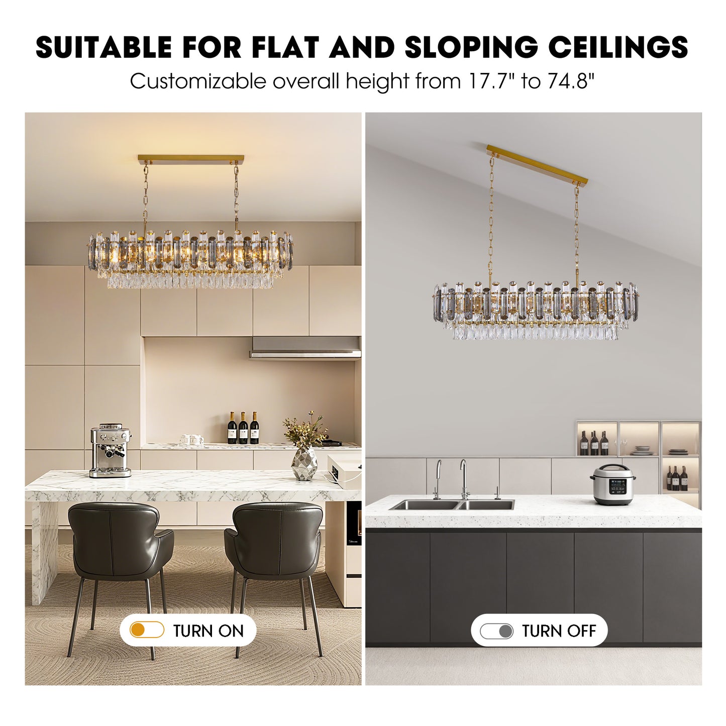 40 in. Modern Dimmable 15-Light Oval Gold Crystal Chandelier for Dining Room, Living Room, Bedroom, Hallway