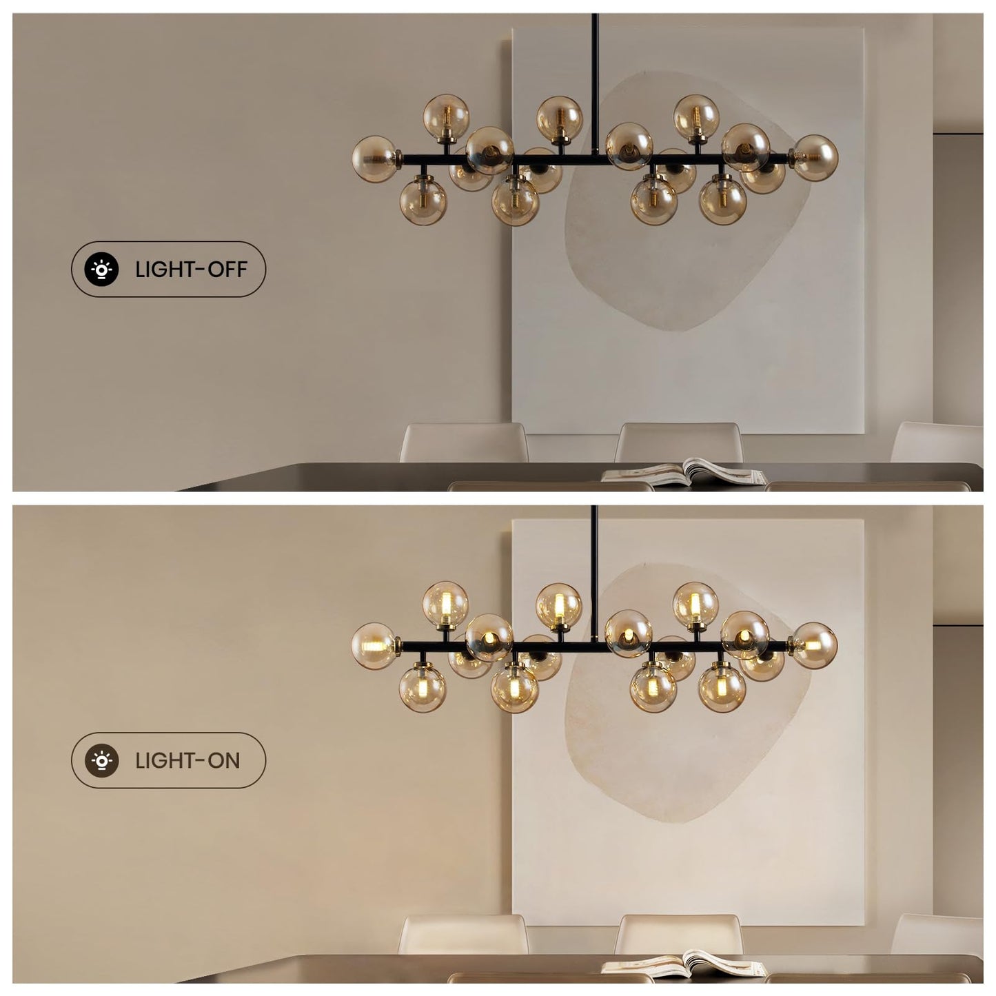 Modern Glass Black & Gold Adjustable Pendant Light with G9 LED
