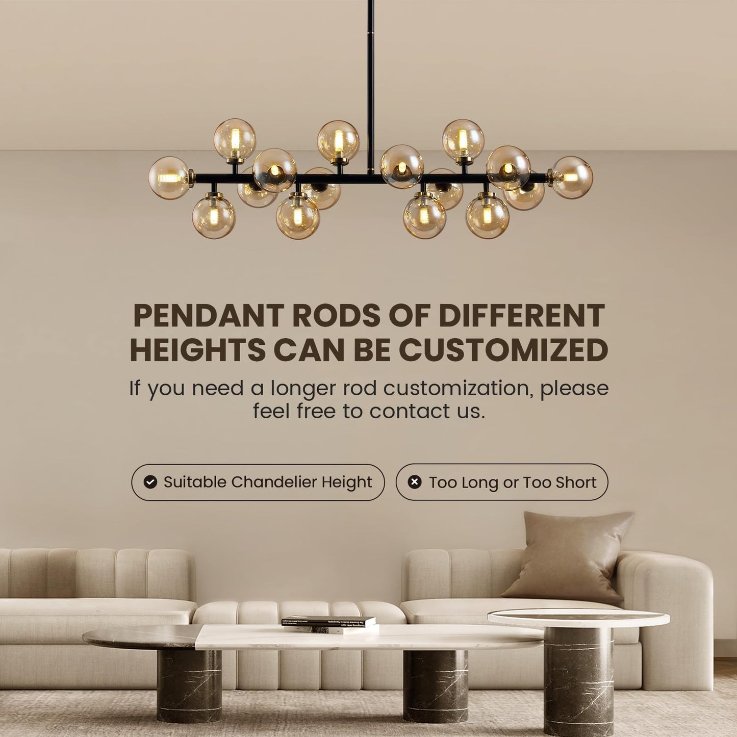 Modern Glass Black & Gold Adjustable Pendant Light with G9 LED