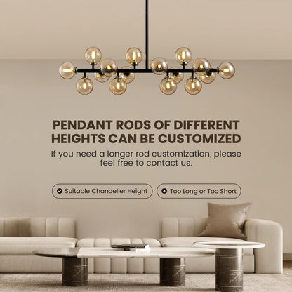 Modern Glass Black & Gold Adjustable Pendant Light with G9 LED