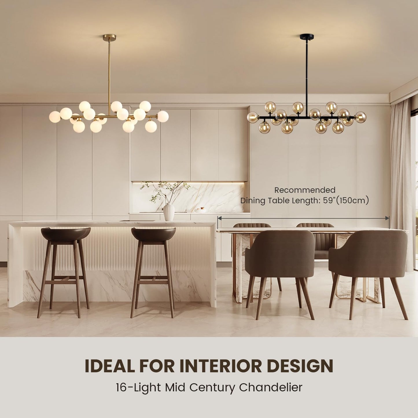 Modern Glass Black & Gold Adjustable Pendant Light with G9 LED