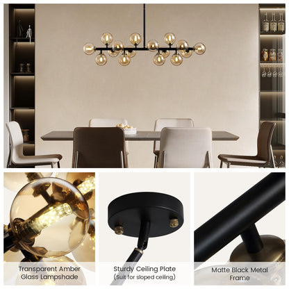 Modern Glass Black & Gold Adjustable Pendant Light with G9 LED