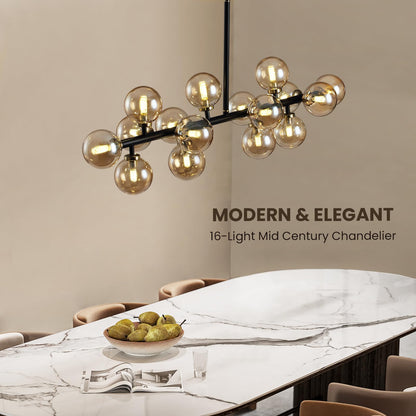 Modern Glass Black & Gold Adjustable Pendant Light with G9 LED