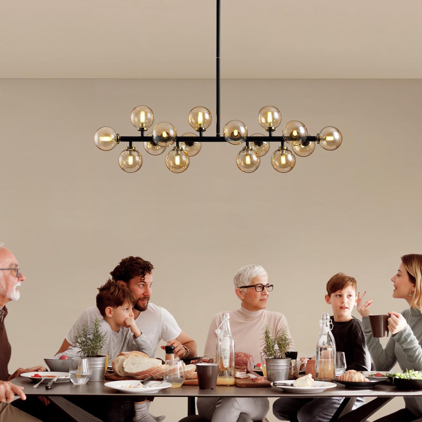Modern Glass Black & Gold Adjustable Pendant Light with G9 LED