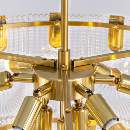 23.6 in. Modern 9-Light Gold Crystal Chandelier Circle Drum Round 2-Tiers Chandelier for Dining Living Room Bedroom