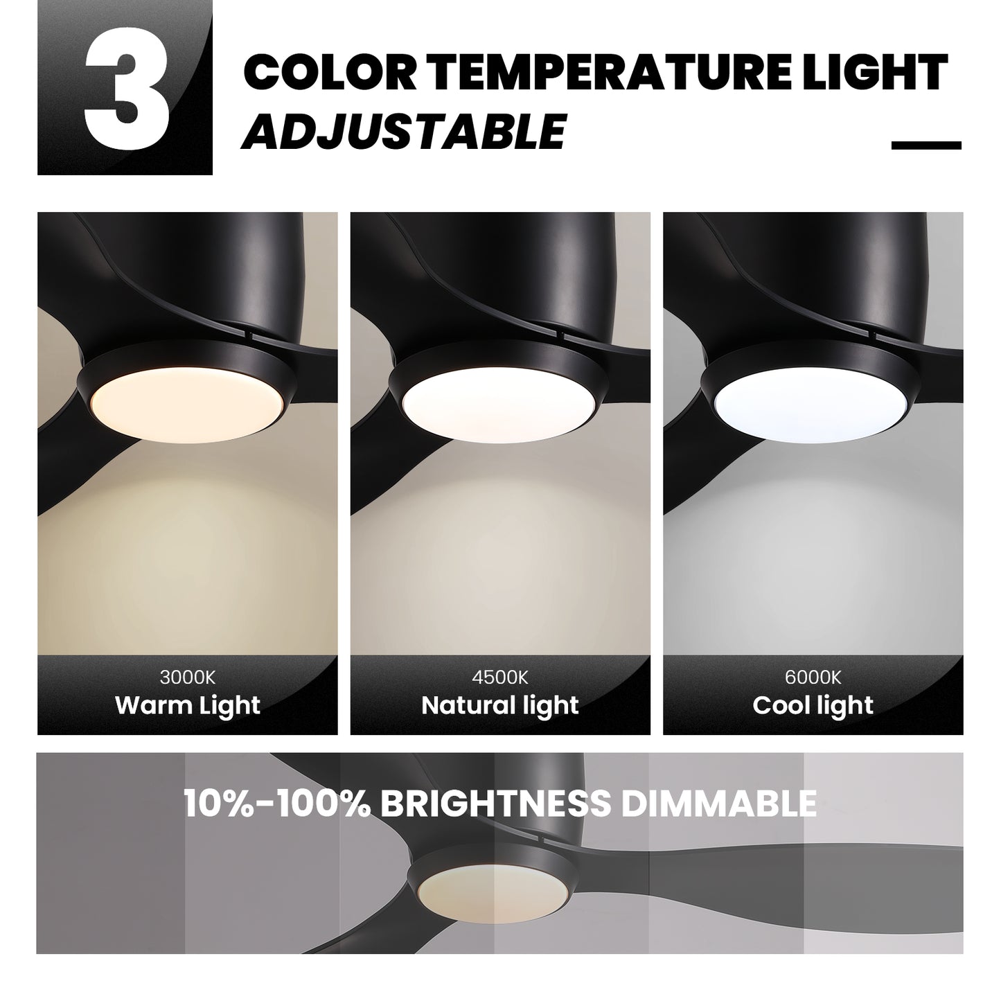 52 in. Smart Indoor Modern Black Low Profile Ceiling Fans with Remote and Wall Control with Dimmable Integrated LED