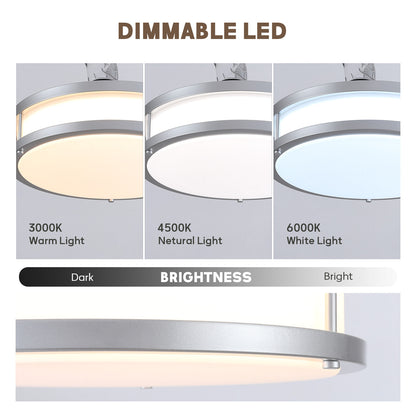 48in Indoor Downrod Mount Modern Silver Retractable Fandelier Dimmable Ceiling Fan with Remote