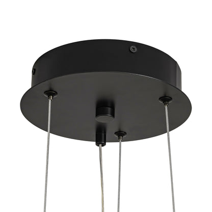 32 in. Modern 1-Light Wood and Black Circle Dimmable Integrated LED Chandeliers for Dining Room Kitchen Island