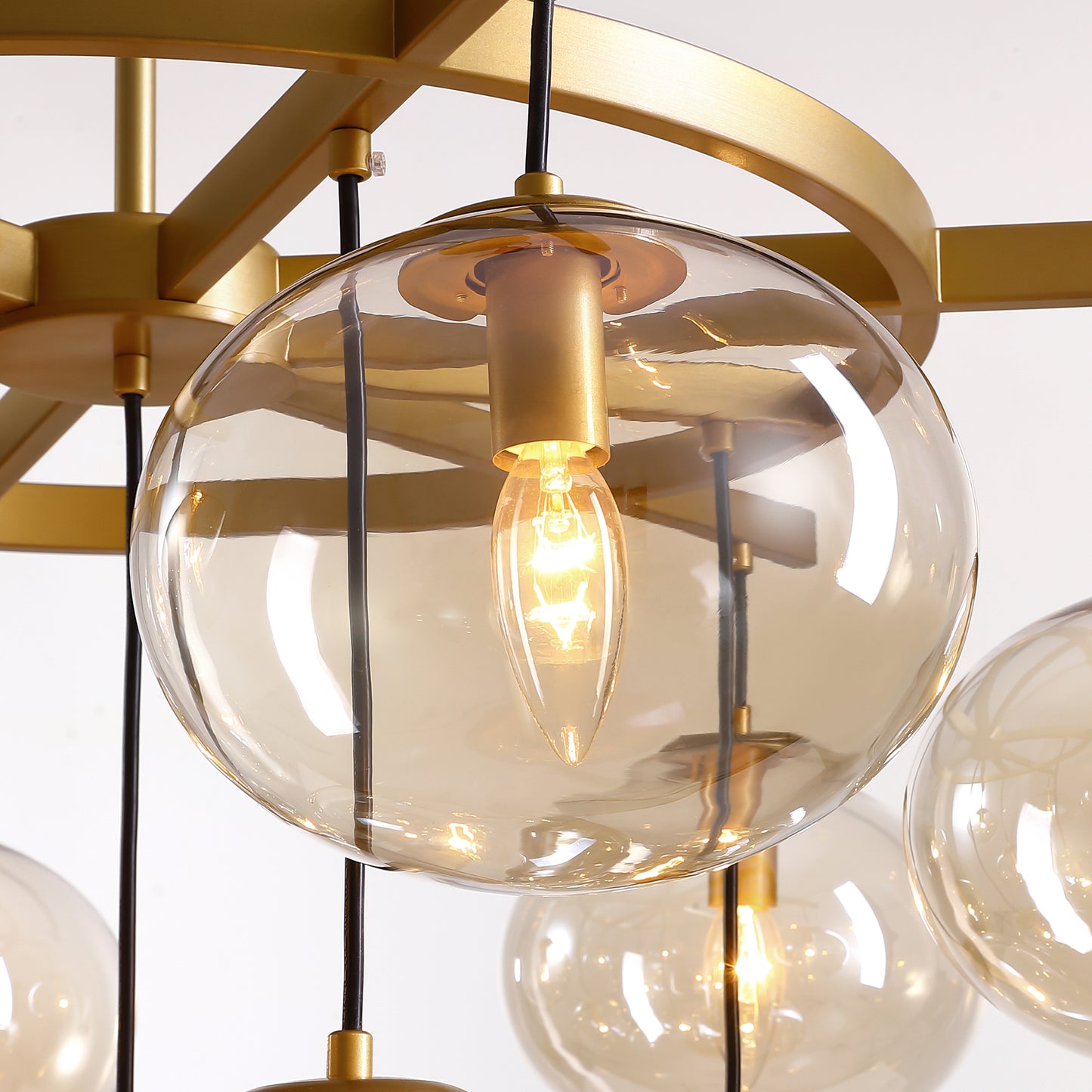 11-Light Modern Gold Bubble Chandelier with Glass Shades for Living Room, Kitchen Island, Bedroom(Bulbs not included)