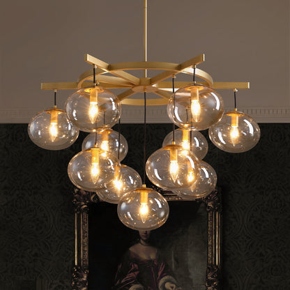 11-Light Modern Gold Bubble Chandelier with Glass Shades for Living Room, Kitchen Island, Bedroom(Bulbs not included)