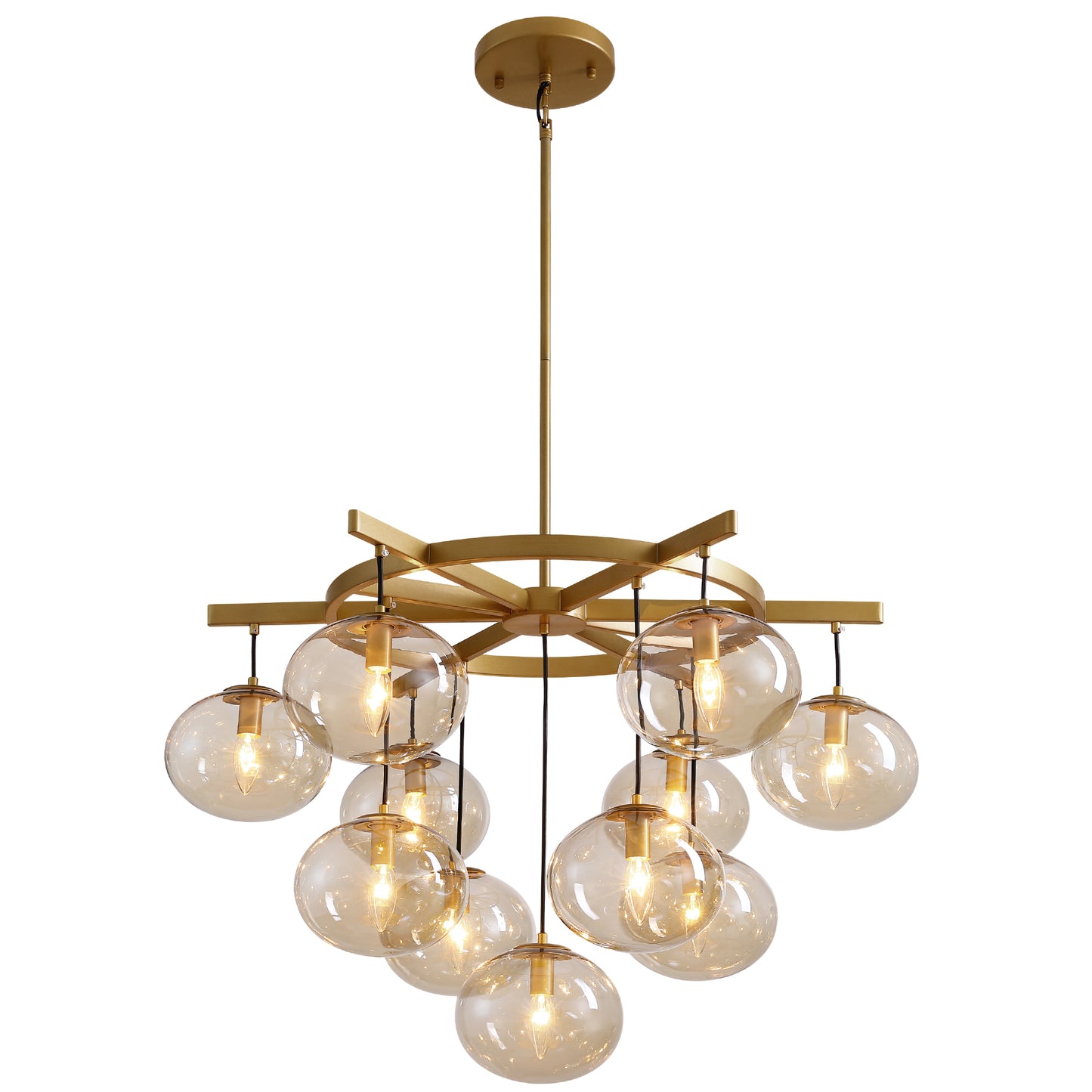 11-Light Modern Gold Bubble Chandelier with Glass Shades for Living Room, Kitchen Island, Bedroom(Bulbs not included)