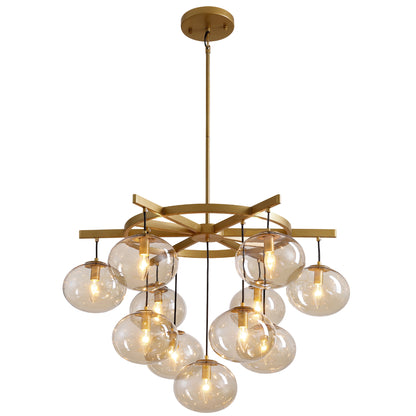 11-Light Modern Gold Bubble Chandelier with Glass Shades for Living Room, Kitchen Island, Bedroom(Bulbs not included)