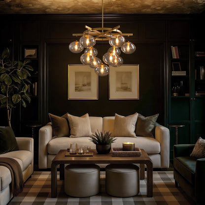 11-Light Modern Gold Bubble Chandelier with Glass Shades for Living Room, Kitchen Island, Bedroom(Bulbs not included)