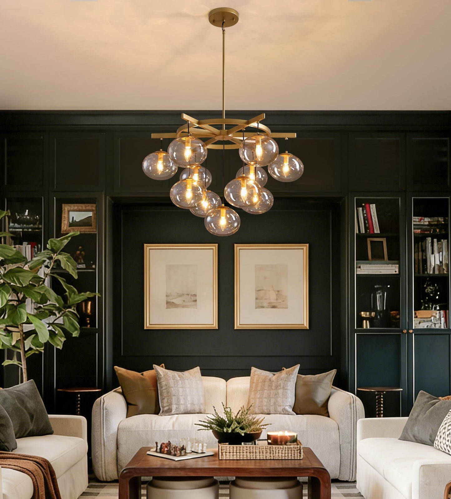 11-Light Modern Gold Bubble Chandelier with Glass Shades for Living Room, Kitchen Island, Bedroom(Bulbs not included)