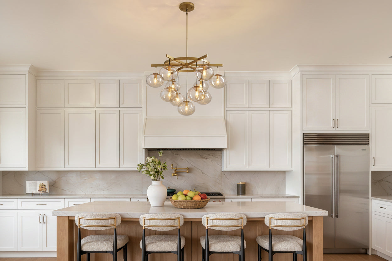 11-Light Modern Gold Bubble Chandelier with Glass Shades for Living Room, Kitchen Island, Bedroom(Bulbs not included)