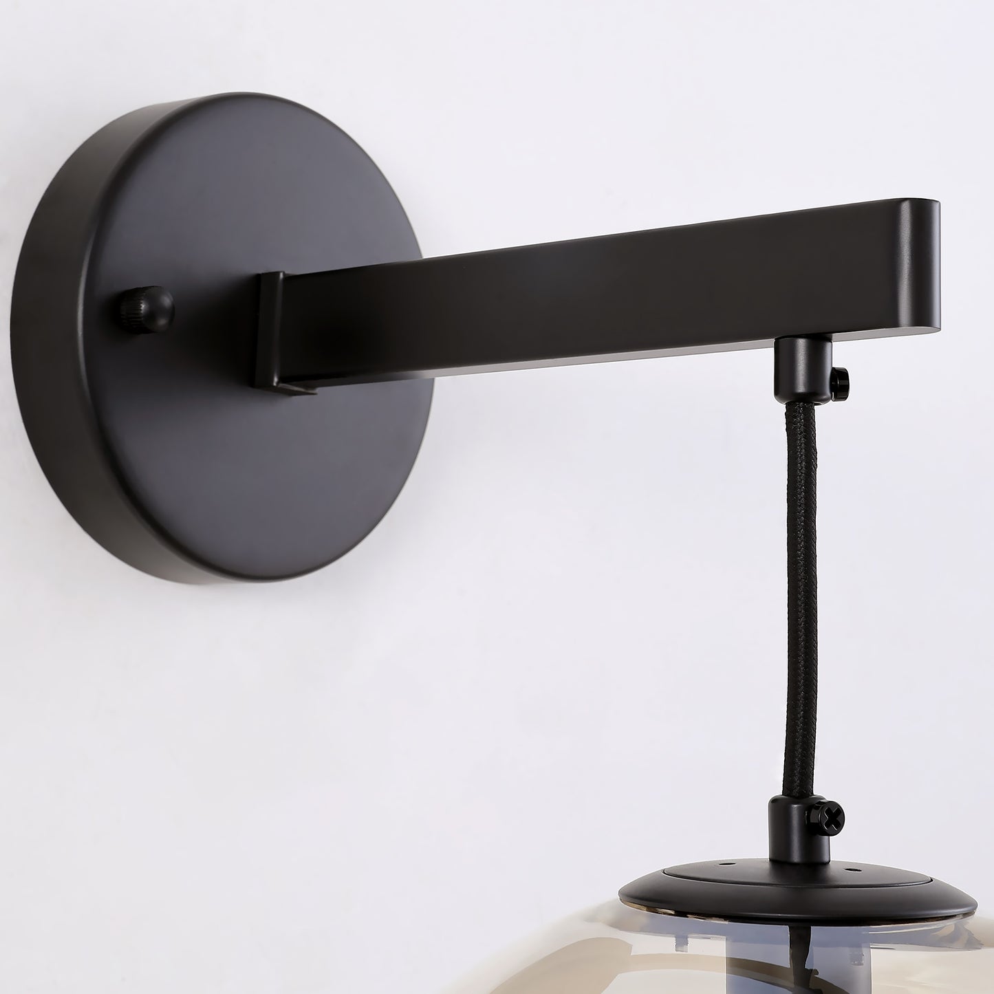 11 in. 1-Light Black Round Modern Wall Sconces with Clear Glass Shade (Bulbs Not Included)