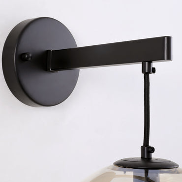 11 in. 1-Light Black Round Modern Wall Sconces with Clear Glass Shade (Bulbs Not Included)