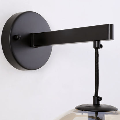 11 in. 1-Light Black Round Modern Wall Sconces with Clear Glass Shade (Bulbs Not Included)