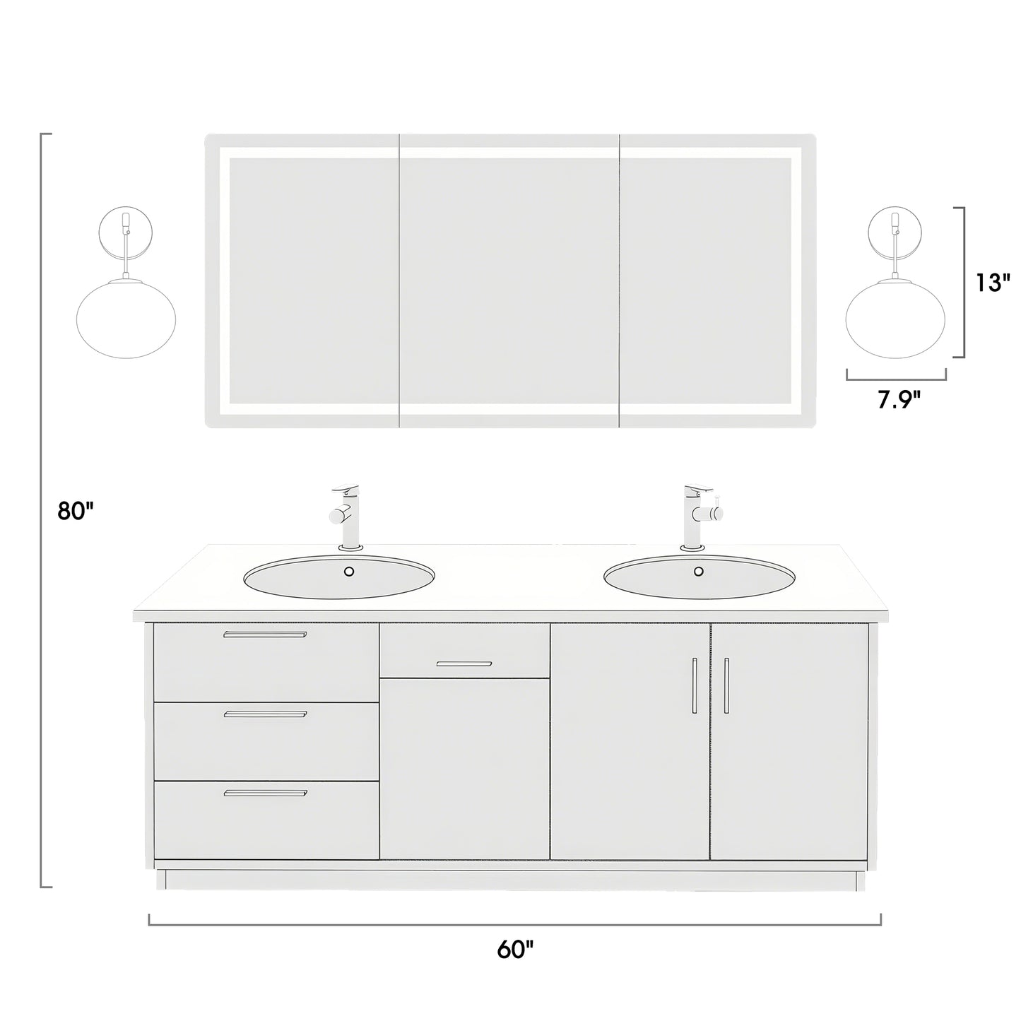11 in. 1-Light Black Round Modern Wall Sconces with Clear Glass Shade (Bulbs Not Included)