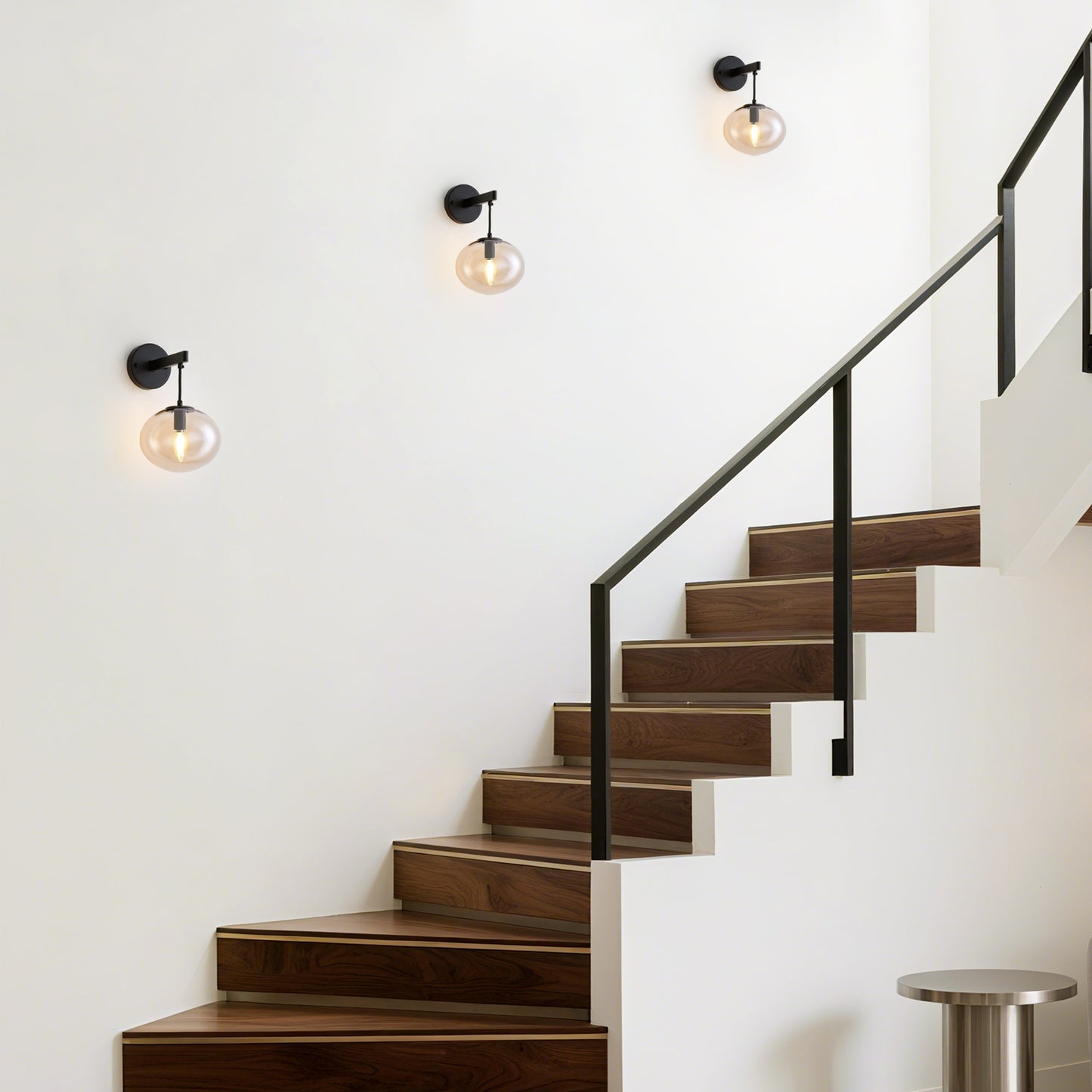11 in. 1-Light Black Round Modern Wall Sconces with Clear Glass Shade (Bulbs Not Included)