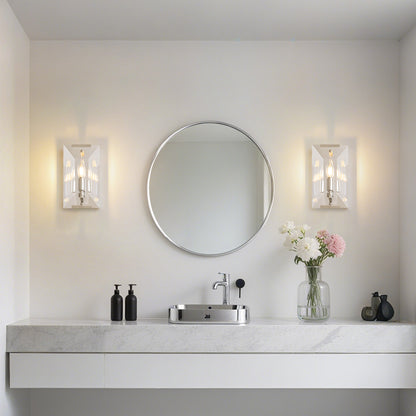 10.2 in. Length 1-Light Chrome Modern Wall Sconces with Rectangular Clear Glass Shade (Bulbs Not Included)