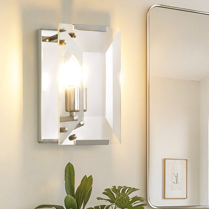 10.2 in. Length 1-Light Chrome Modern Wall Sconces with Rectangular Clear Glass Shade (Bulbs Not Included)