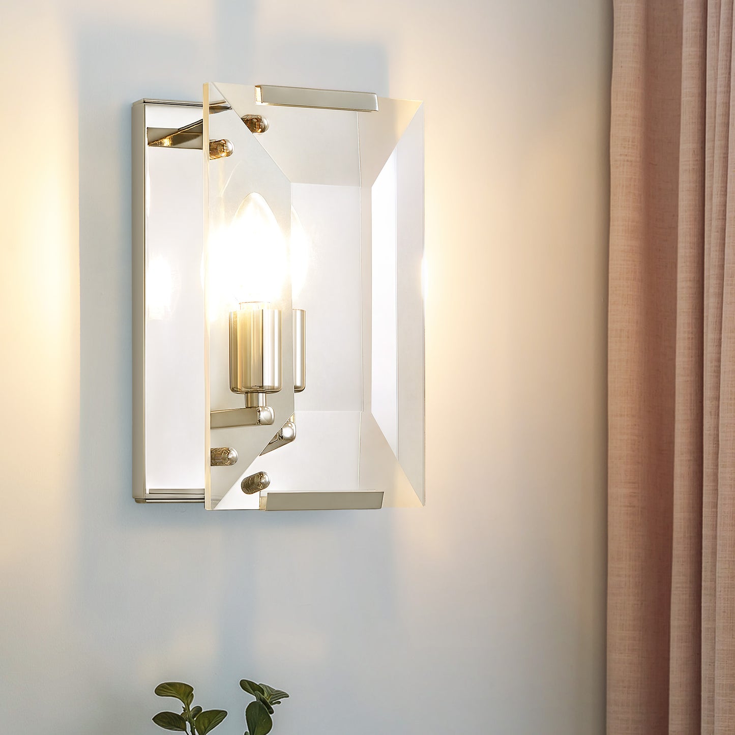 10.2 in. Length 1-Light Chrome Modern Wall Sconces with Rectangular Clear Glass Shade (Bulbs Not Included)