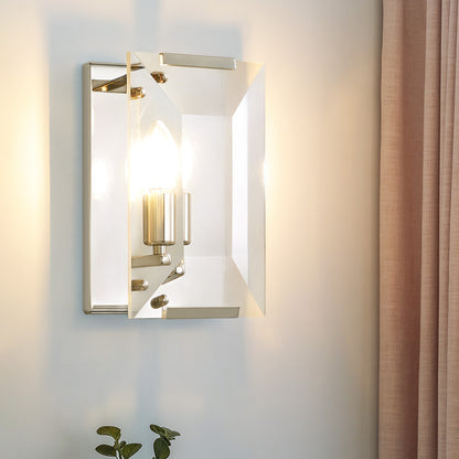 10.2 in. Length 1-Light Chrome Modern Wall Sconces with Rectangular Clear Glass Shade (Bulbs Not Included)