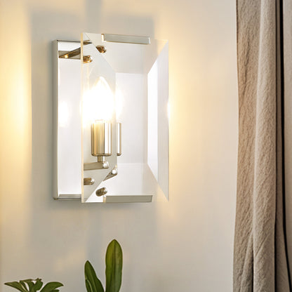10.2 in. Length 1-Light Chrome Modern Wall Sconces with Rectangular Clear Glass Shade (Bulbs Not Included)