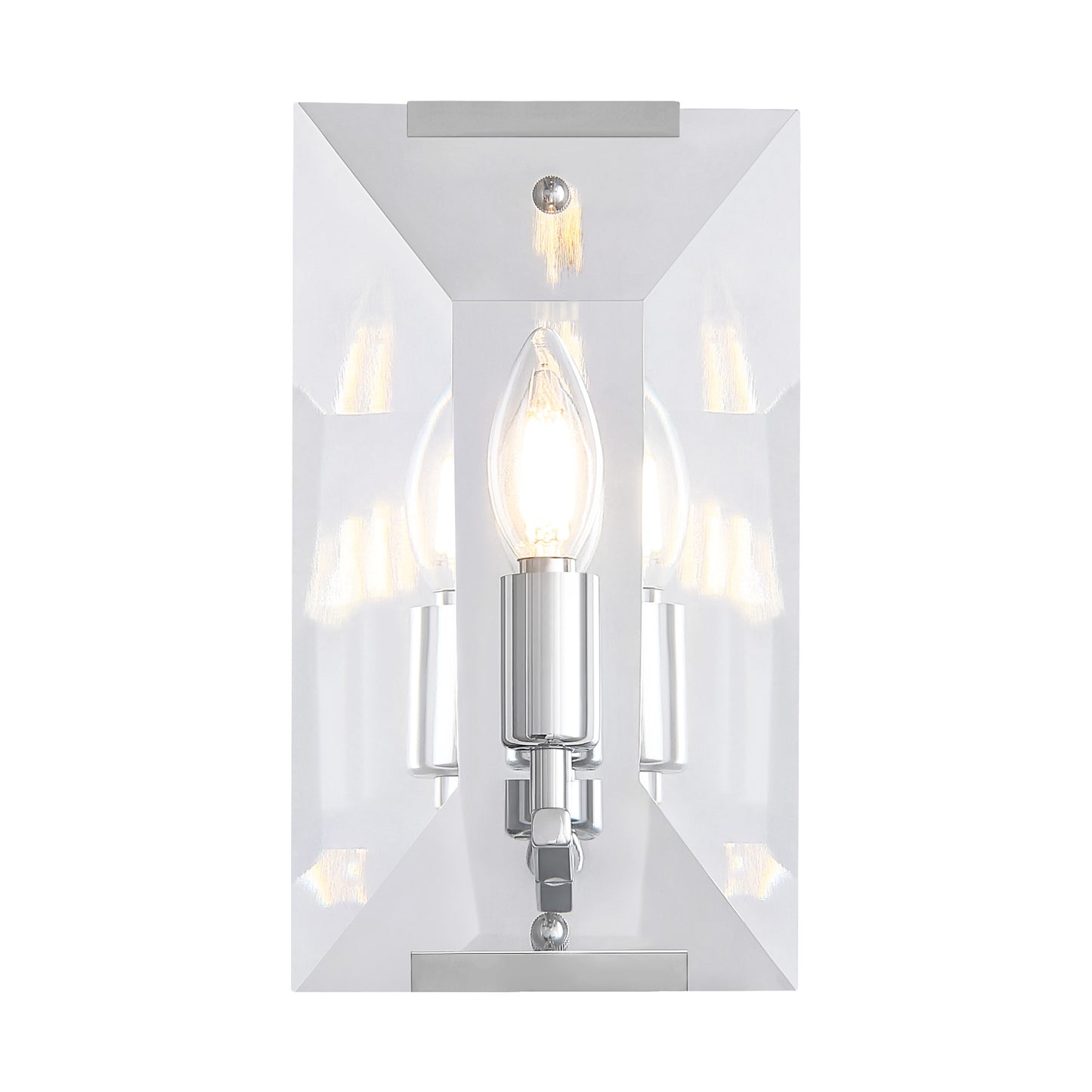 10.2 in. Length 1-Light Chrome Modern Wall Sconces with Rectangular Clear Glass Shade (Bulbs Not Included)