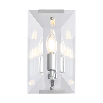10.2 in. Length 1-Light Chrome Modern Wall Sconces with Rectangular Clear Glass Shade (Bulbs Not Included)